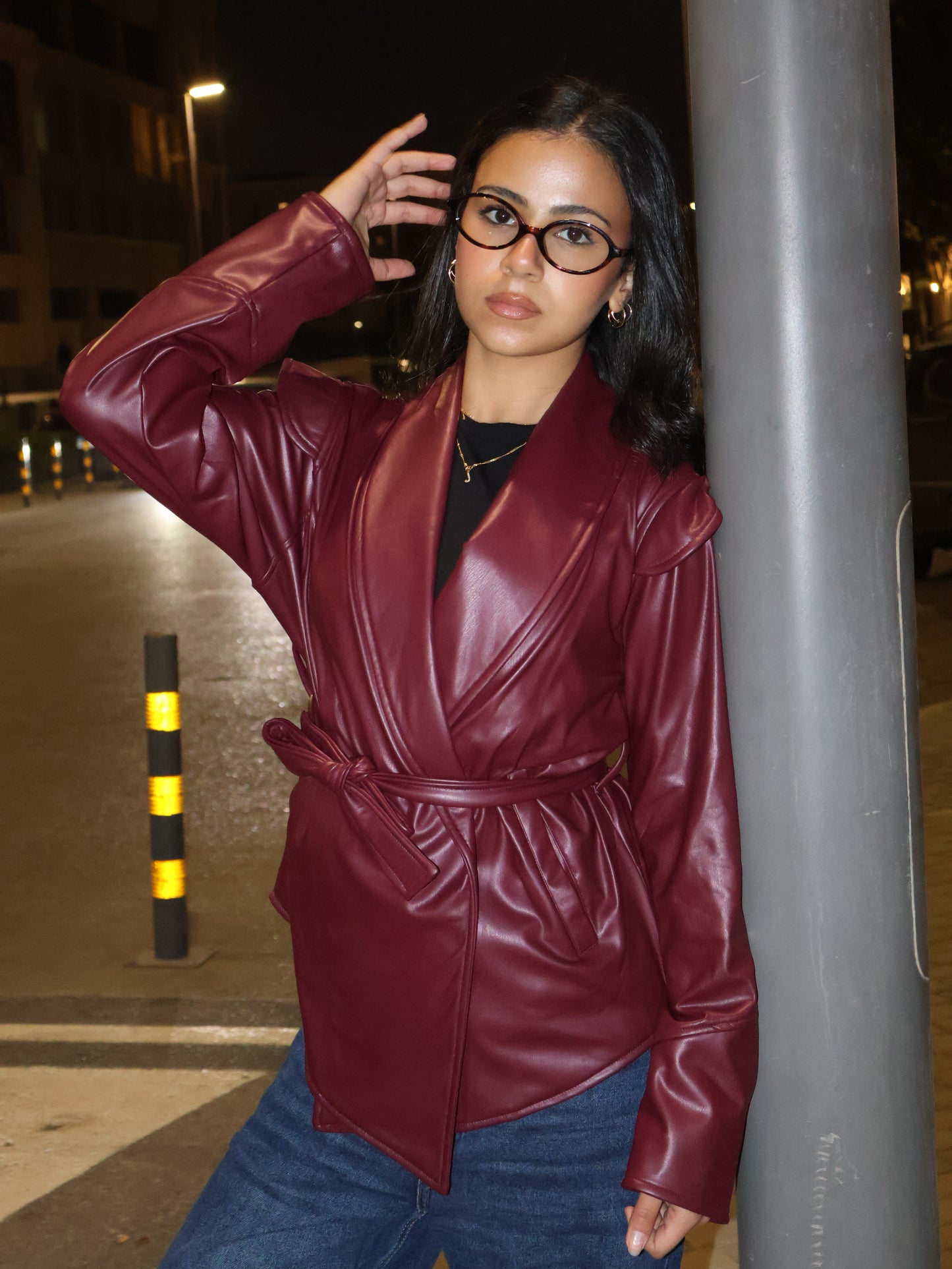 Burgundy leather jacket