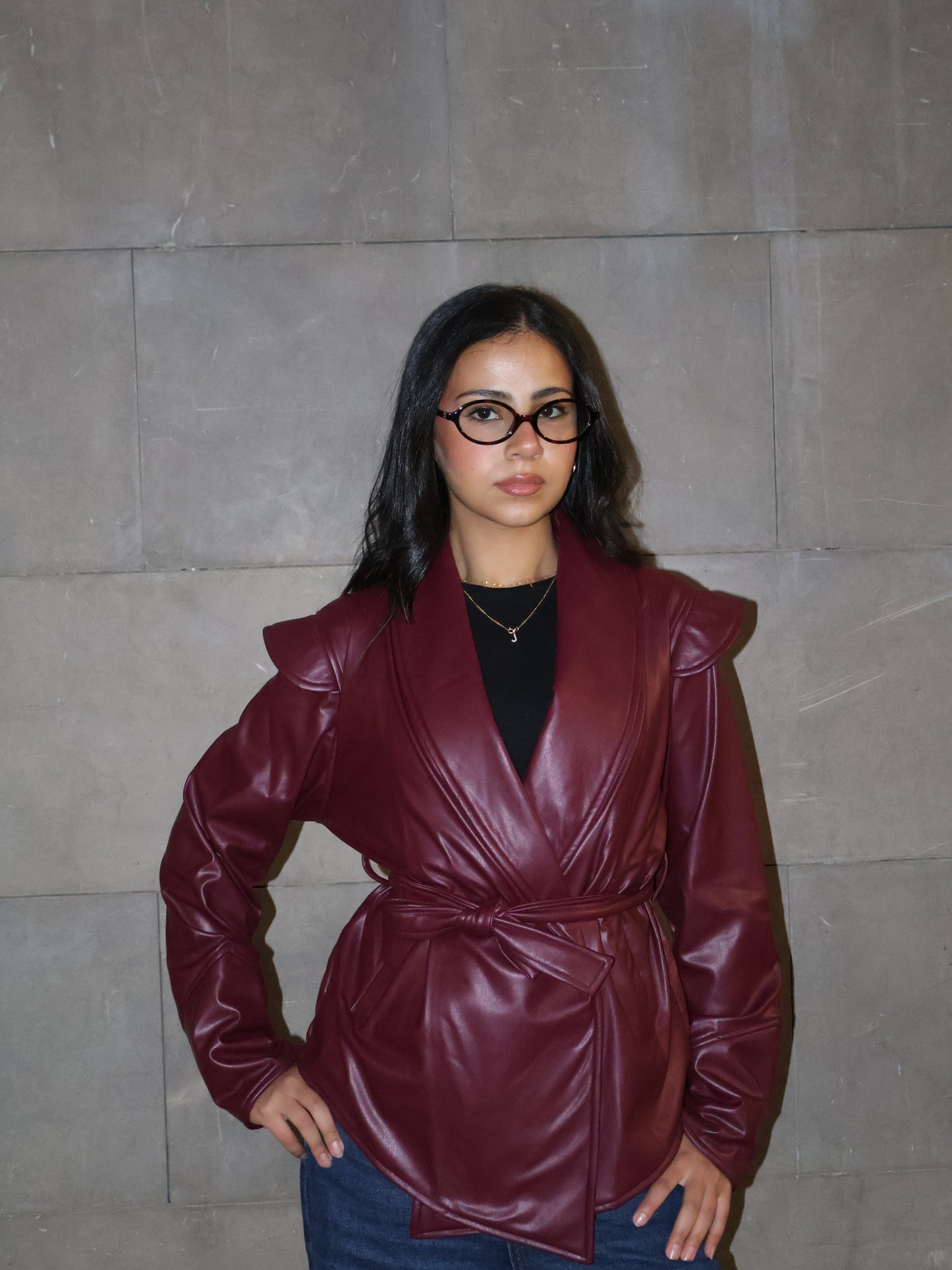 Burgundy leather jacket
