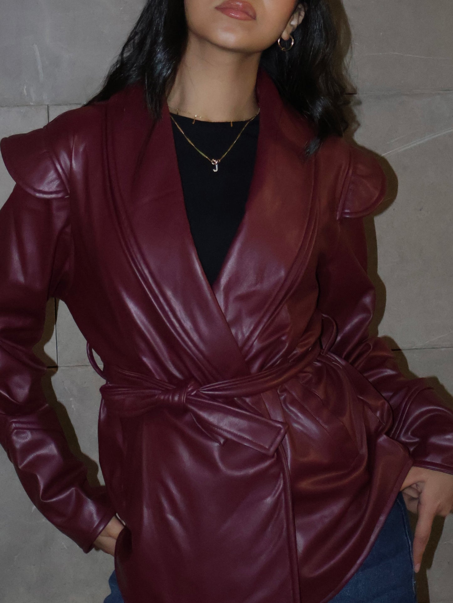 Burgundy leather jacket