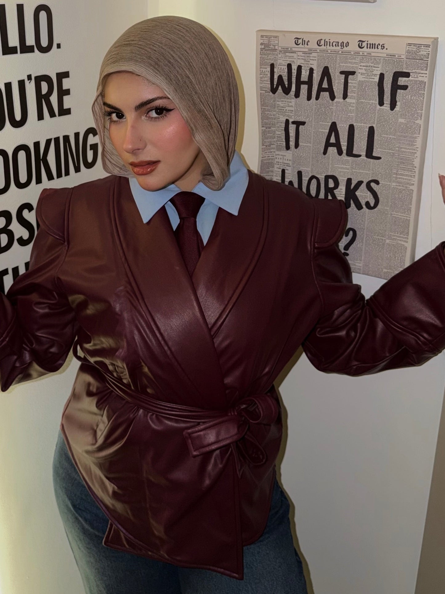 Burgundy leather jacket