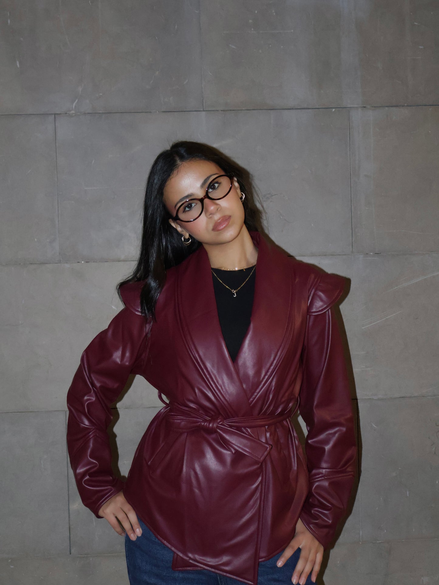 Burgundy leather jacket