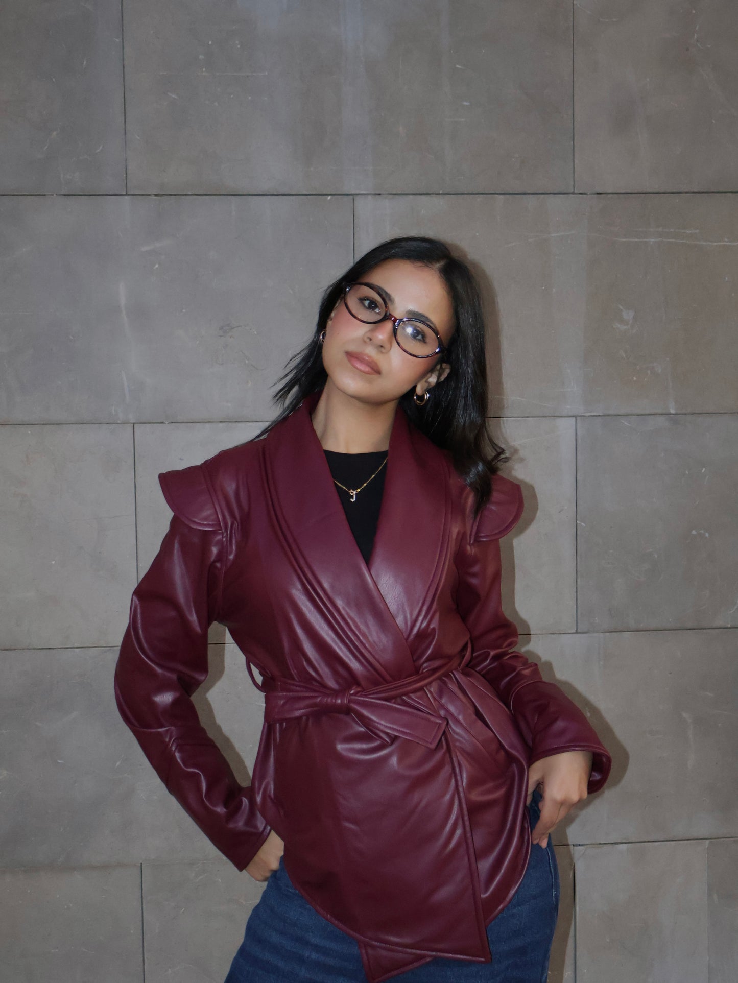 Burgundy leather jacket