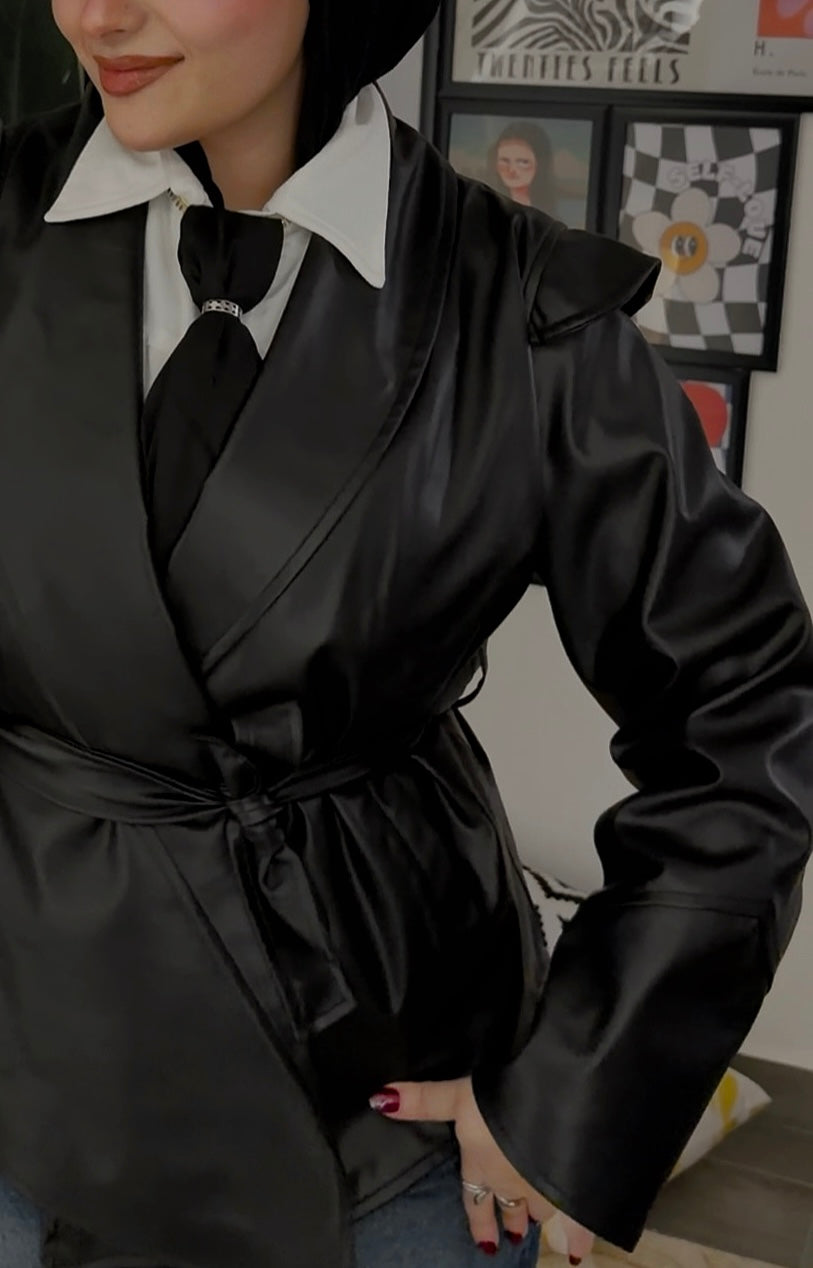 Black leather jacket